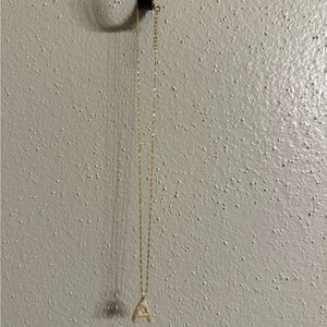 Gold “A” Initial Bubble Letter Necklace